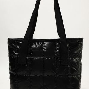 Quilted black tote bag
